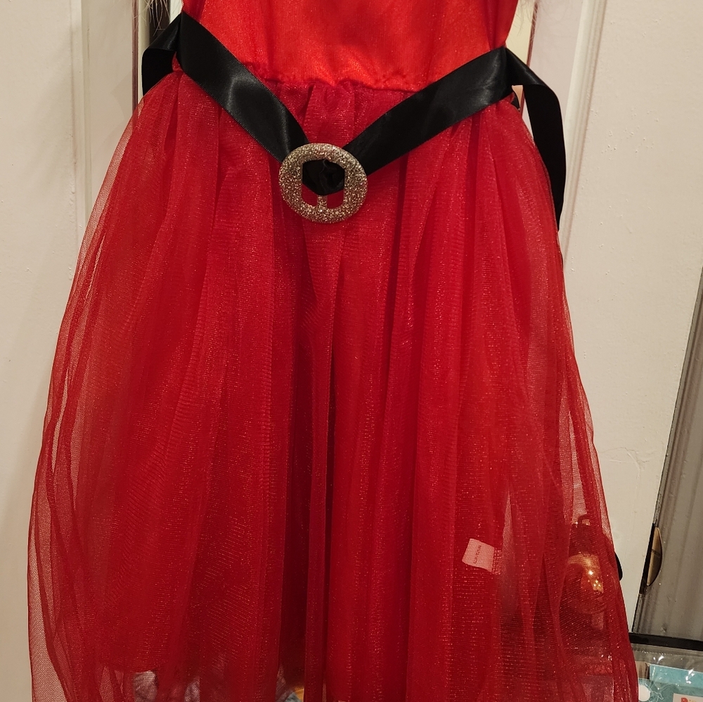 Red christmas kids dress